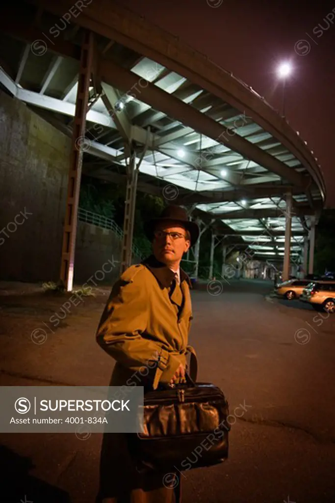 Spy standing on a street, Washington DC, USA