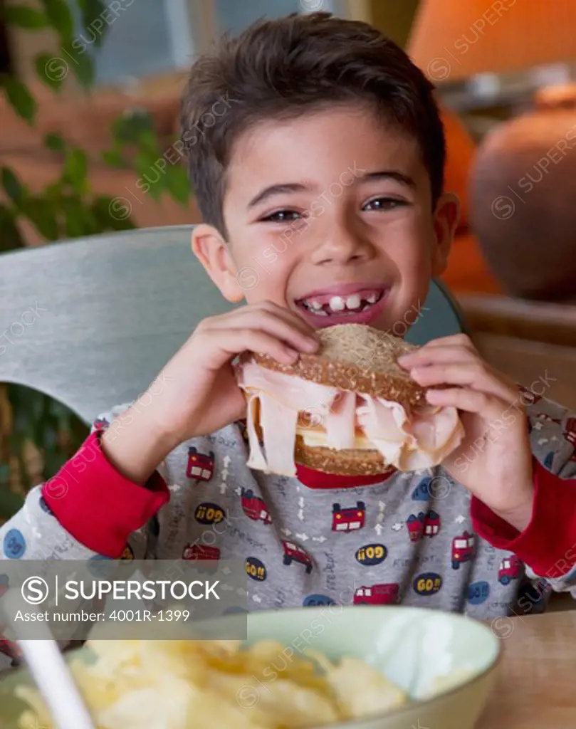 Boy eating lunch