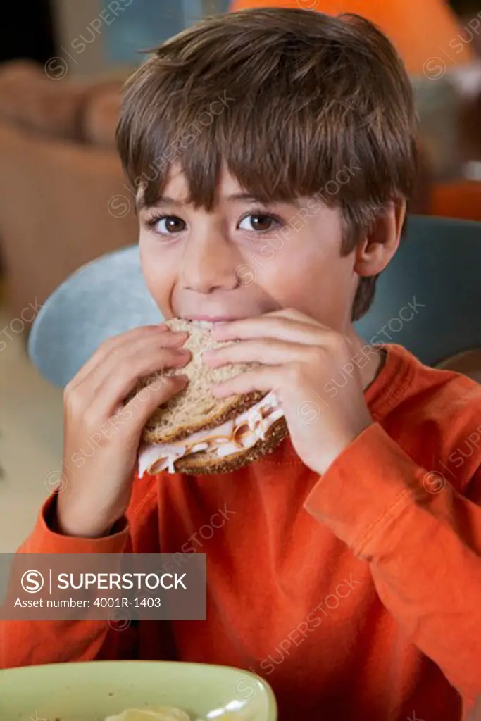 Boy eating lunch