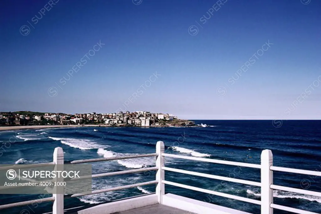 Bondi Beach viewed from a balcony, Sydney, New South Wales, Australia