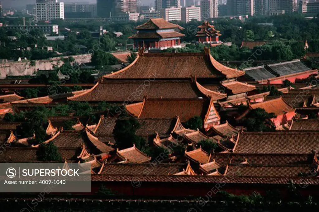 Roofs of houses in a city, Forbidden City, Beijing, China