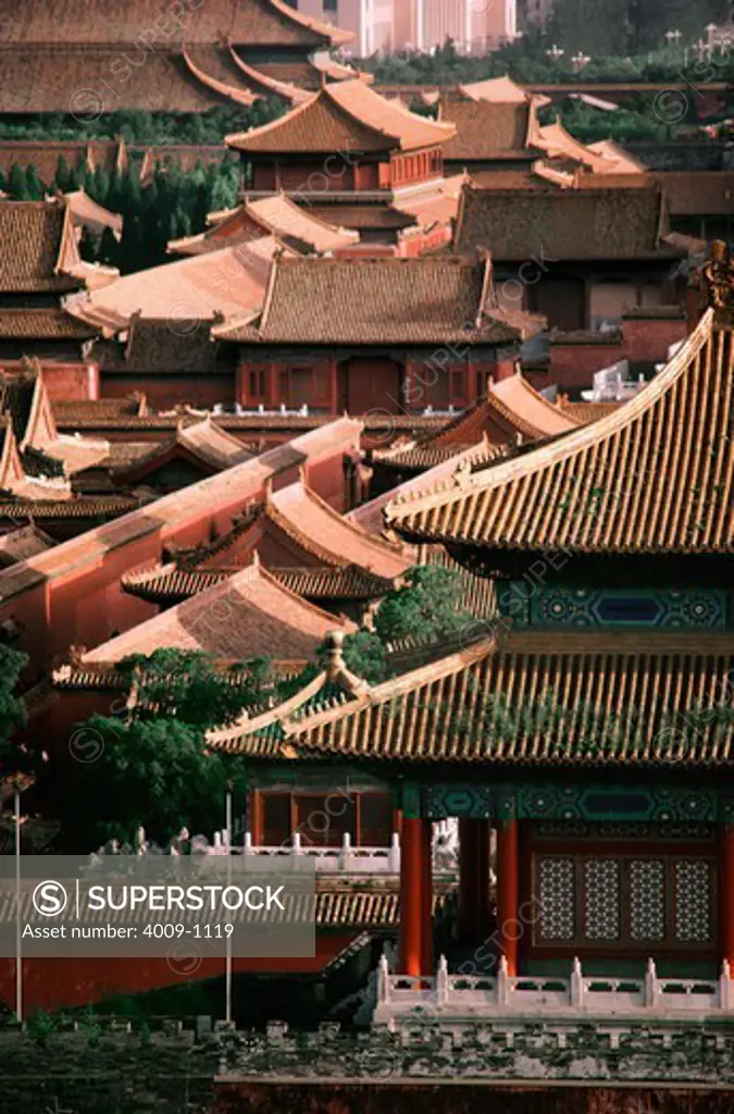 Roofs of buildings, Gate of Divine Might, Forbidden City, Beijing, China