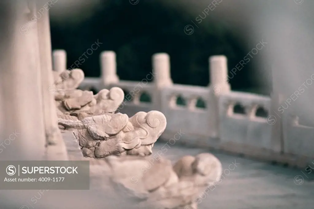 Close-up of white Chinese stone statues, Temple Of Heaven, Beijing, China