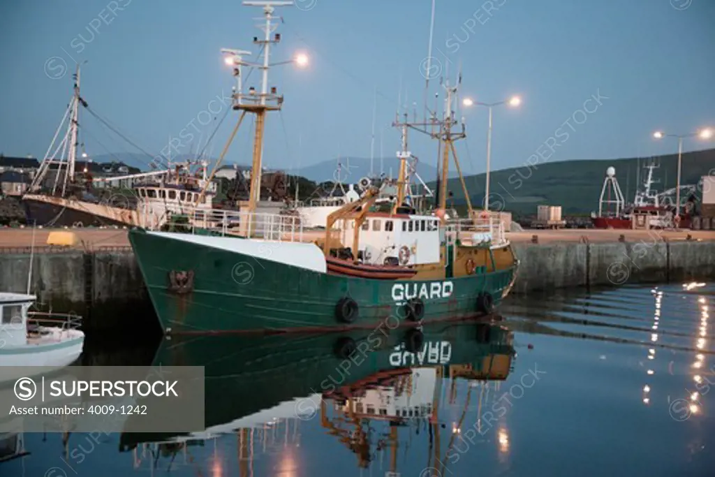 Coast Guard boat docked at the Harbor, Dingle, Dingle Peninsula, County Kerry, Republic of Ireland