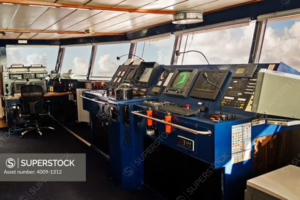 Control room on bridge of ship