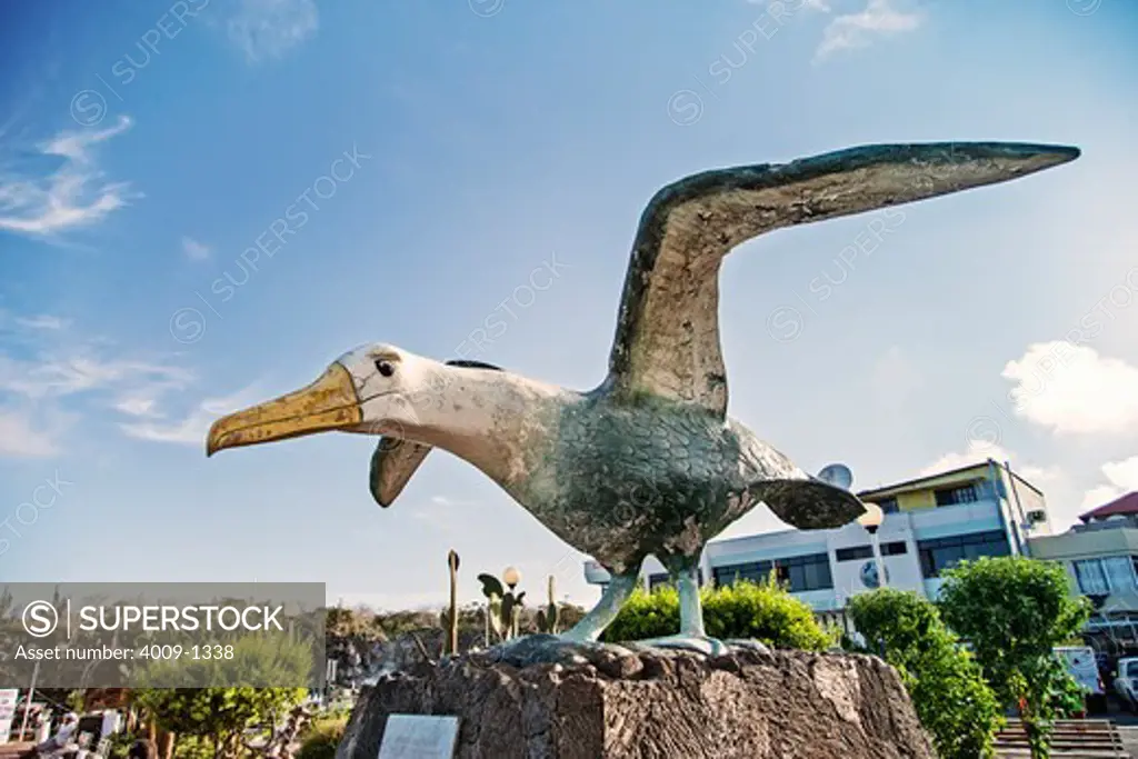 Ecuador, Galapagos Islands, Santa Cruz, Puerto Ayora, Sculpture of waved albatross