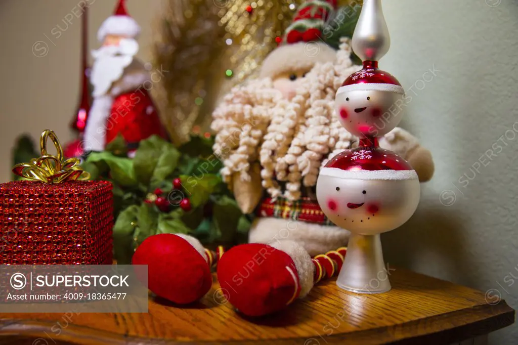 Detail of  dining room table decorated for festive Christmas party