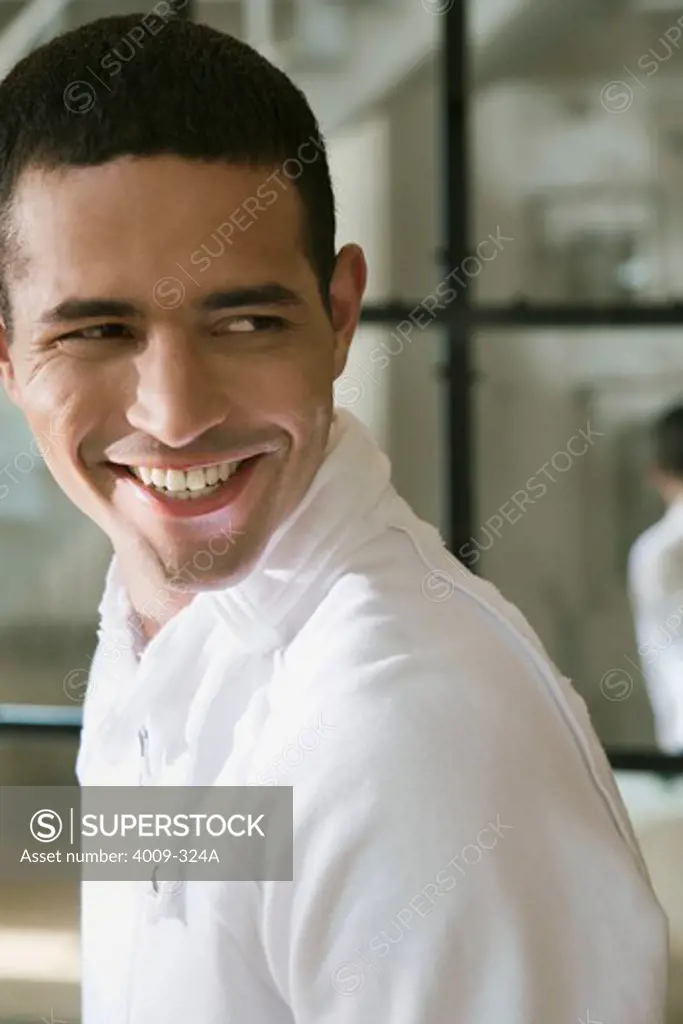 Close-up of a man smiling, Manhattan, New York City, New York State, USA