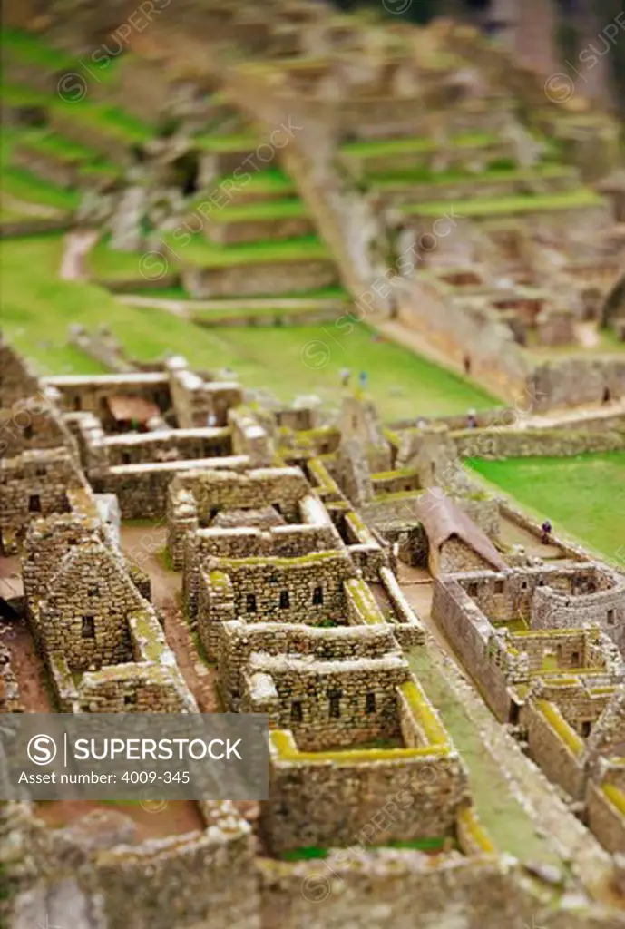 High angle view of an archaeological site, Machu Picchu, Cusco Region, Peru