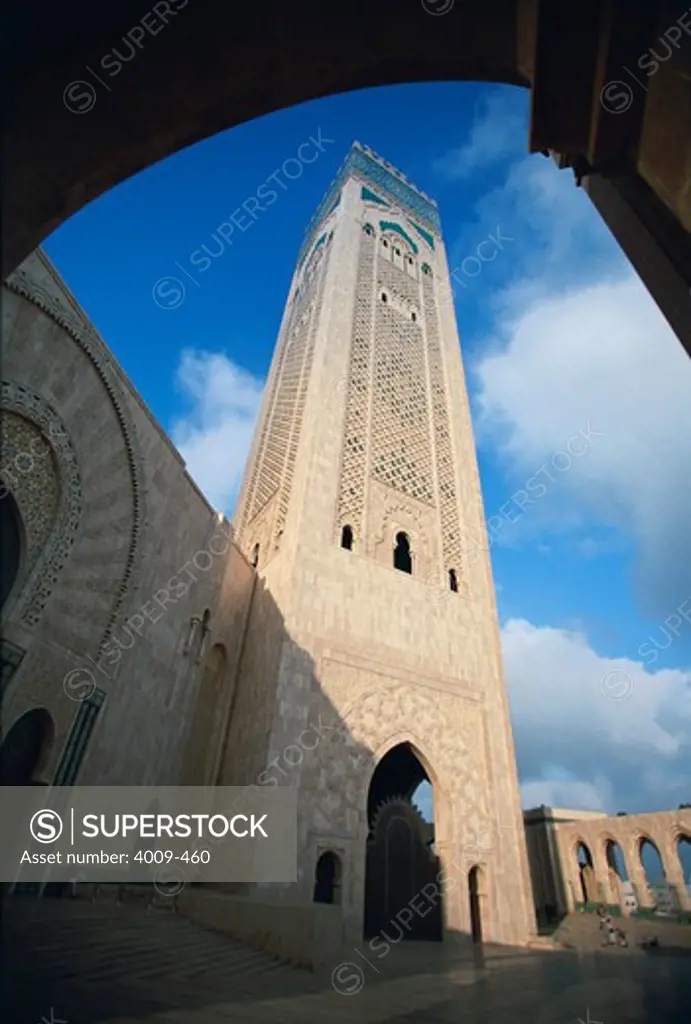 Low angle view of a mosque, Hassan II Mosque, Casablanca, Morocco