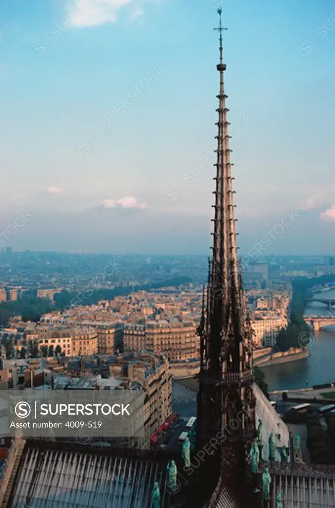 High angle view of a city, Notre Dame, Paris, Ile-de-France, France