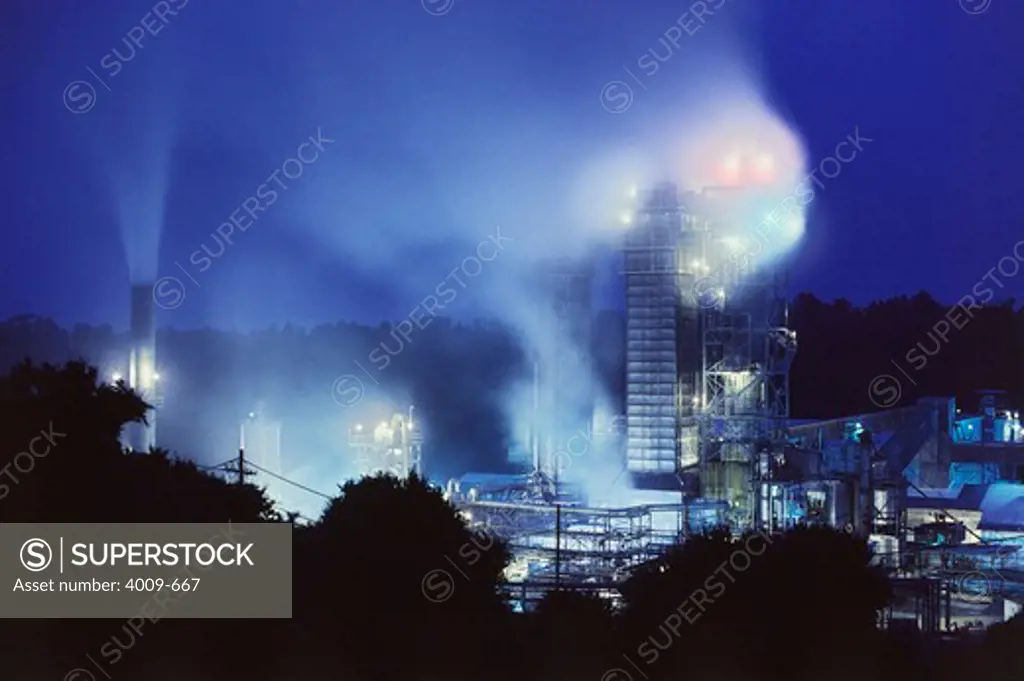 Chemical plant at night, Yazoo City, Yazoo County, Mississippi, USA