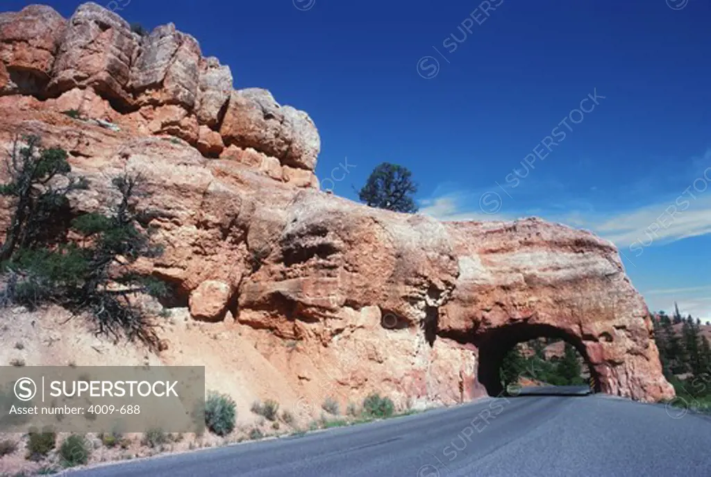 Road leading to a tunnel, Arches National Park, Utah, USA