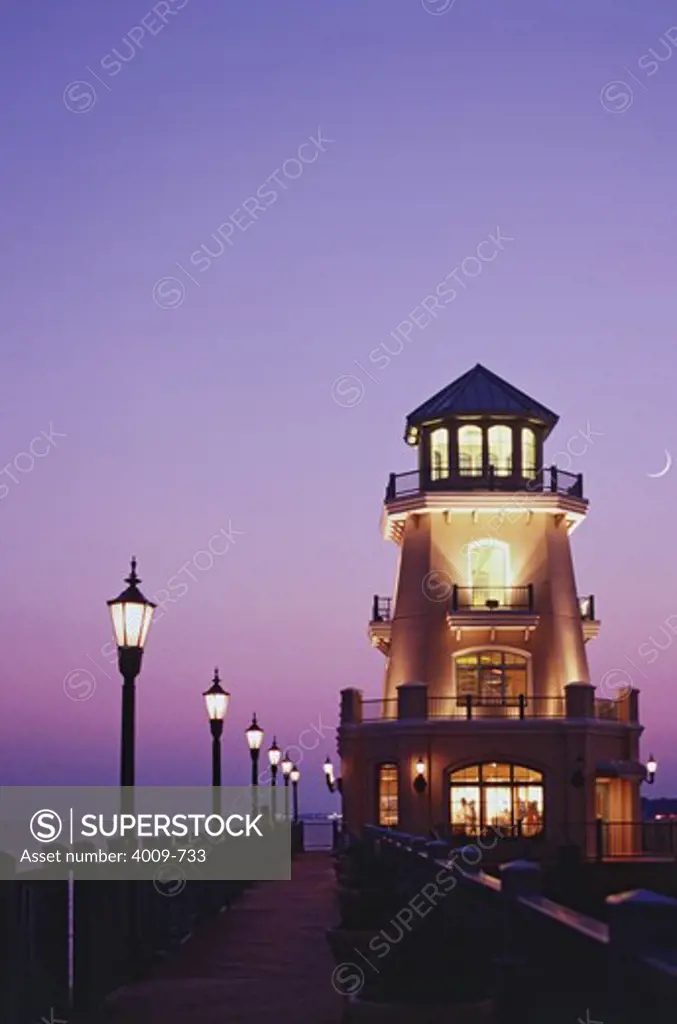 Lighthouse and pier in the sea, Beau Rivage, Biloxi, Harrison County, Mississippi, USA