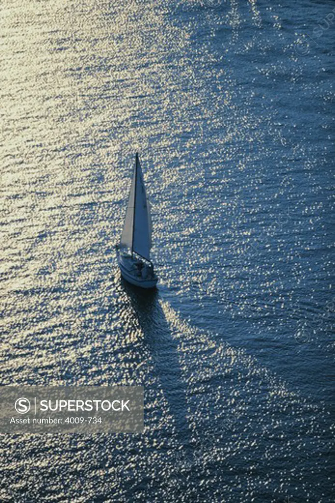 Sailboat sailing in the sea, Mississippi Gulf Coast, Biloxi, Harrison County, Mississippi, USA