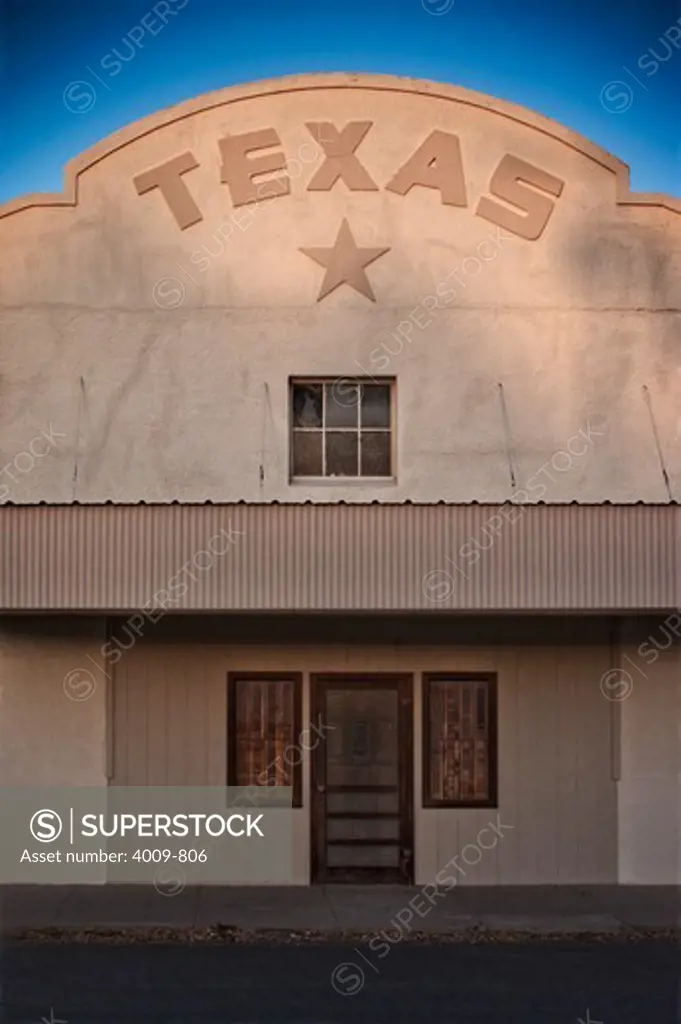 Entrance of an old western Texas building, Marfa, Texas, USA
