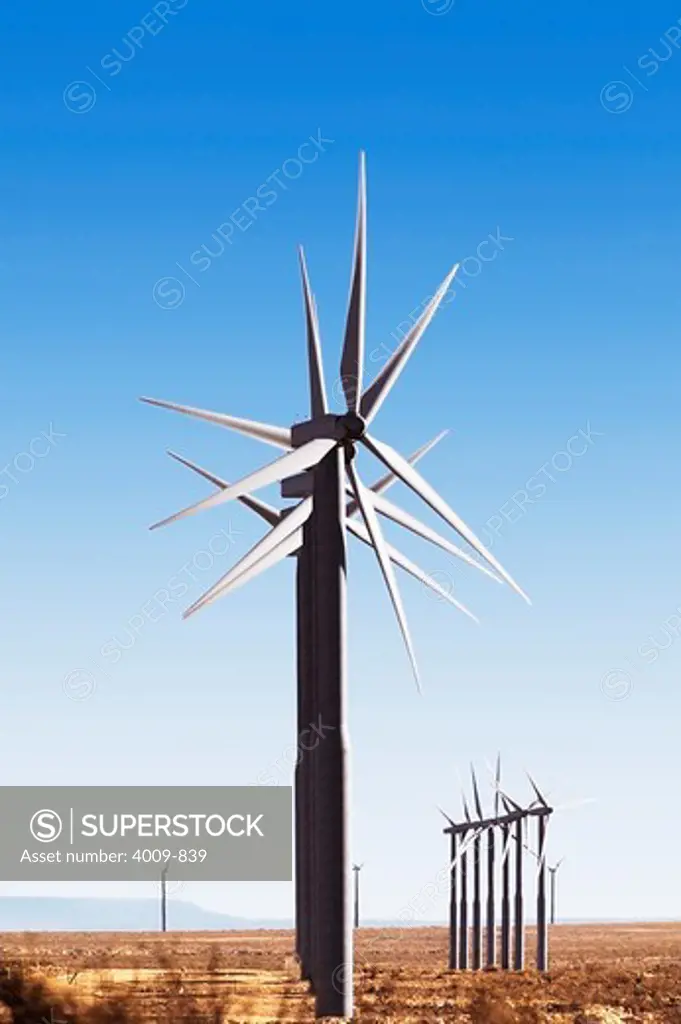 Windmills in a wind farm, Texas, USA