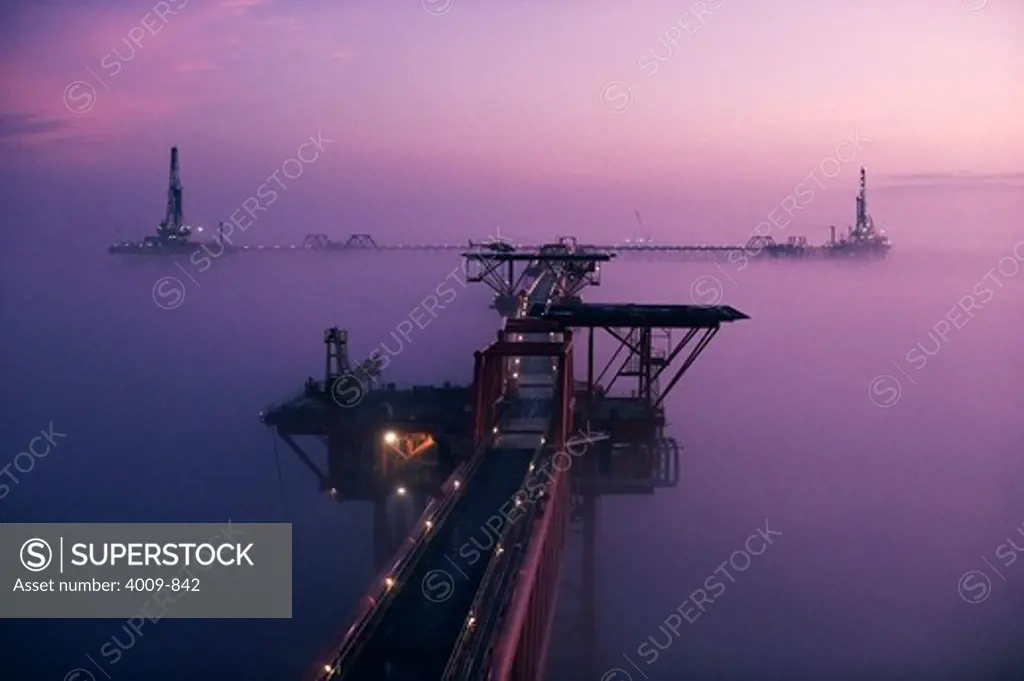 Natural Gas drilling platforms in the Gulf Of Mexico, Texas, USA