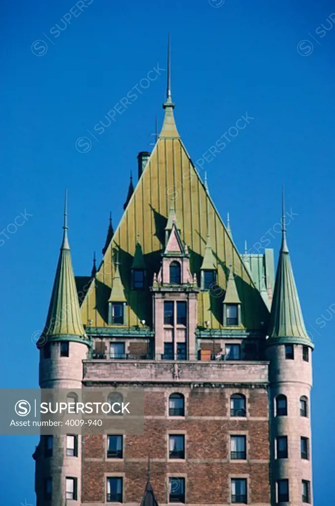 Low angle view of a hotel, Chateau Frontenac Hotel, Quebec City, Quebec, Canada