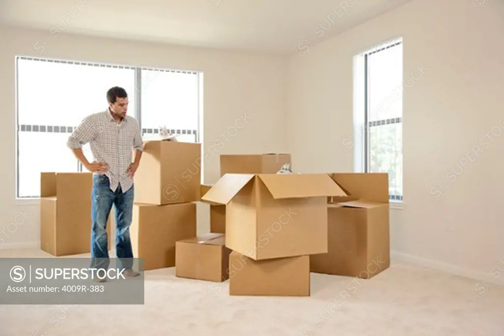Man moving into new house