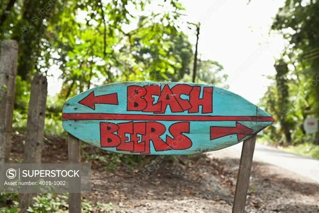 Beach and Beers street sign in Costa Rica