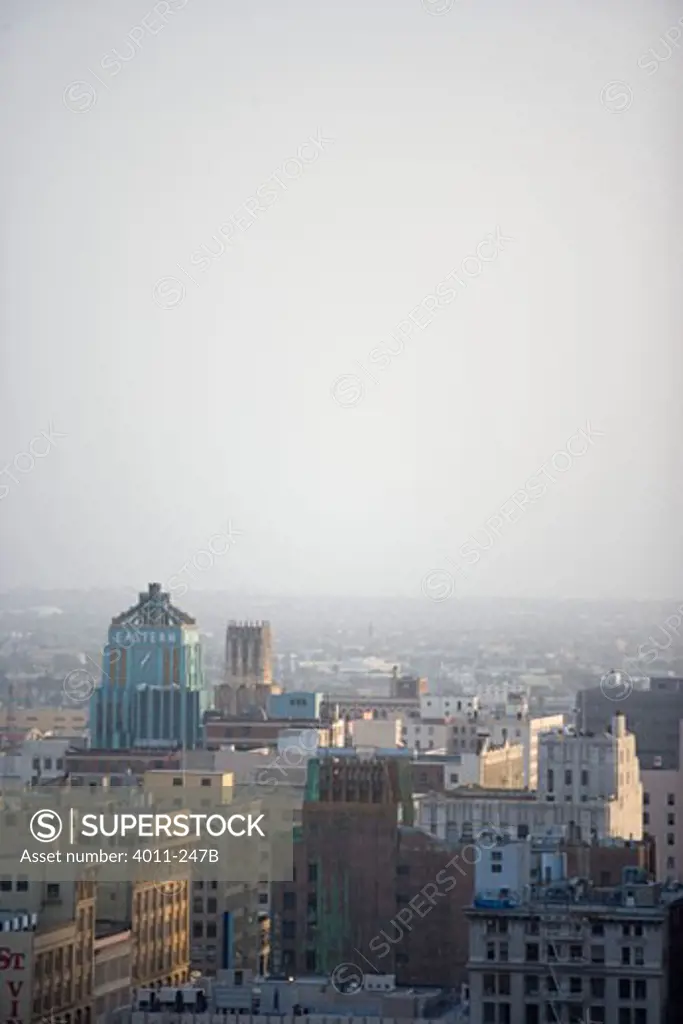 USA, California, Los Angeles, skyline with smog