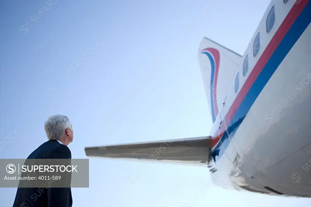 Pilot looking at an plane