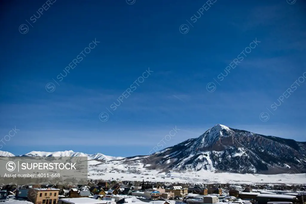 Ski resort in a snow covered landscape, Crested Butte, Colorado, USA