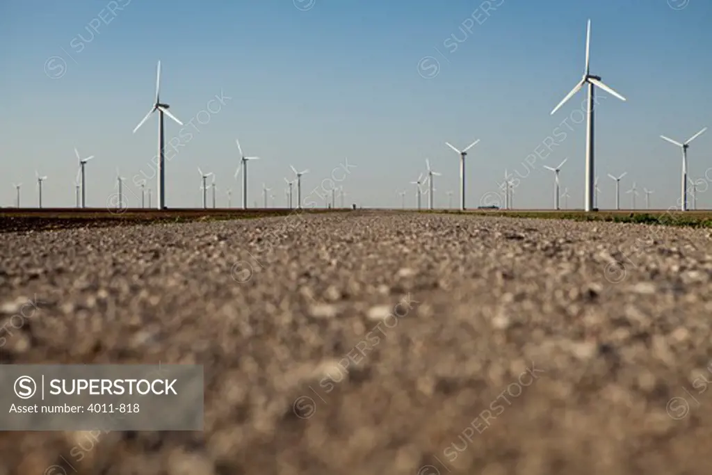 Wind turbines on a hill, Roscoe, Nolan County, Texas, USA