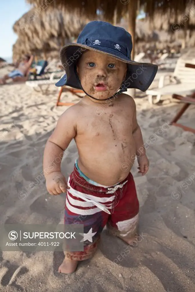 Baby boy on the beach, Puerto Vallarta, Jalisco State, Mexico