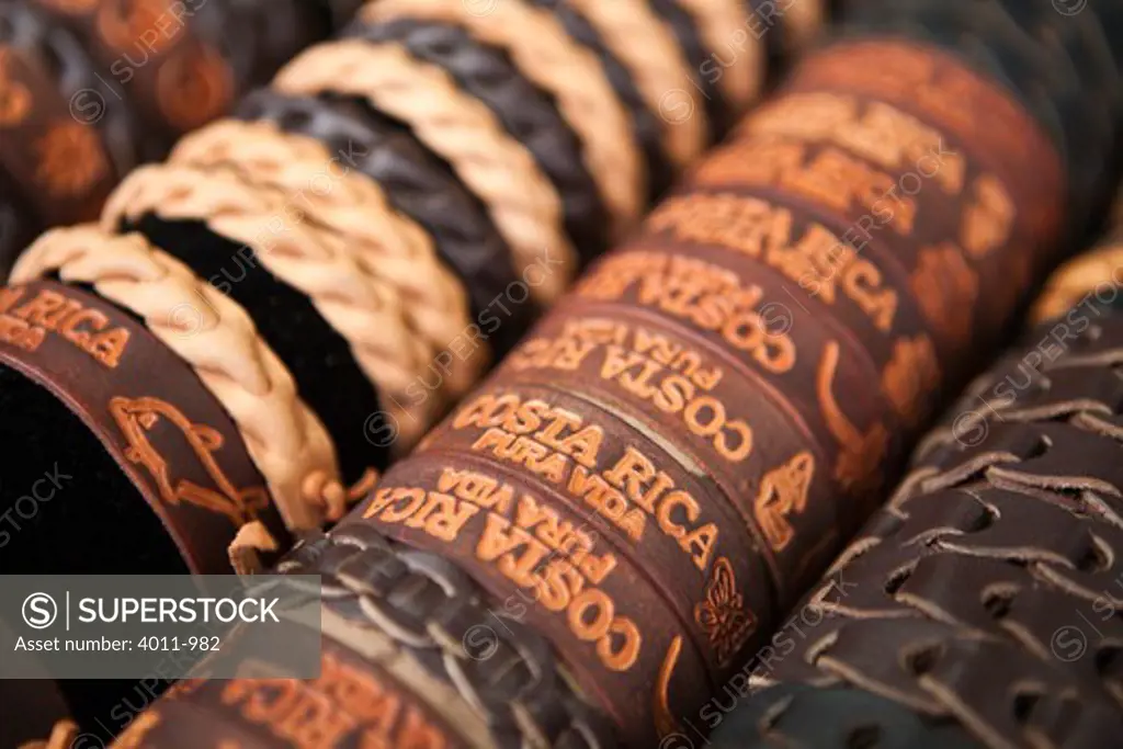 Leather bracelets for tourists in Costa Rica