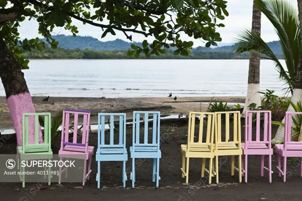 Colorful beach chairs in Costa Rica