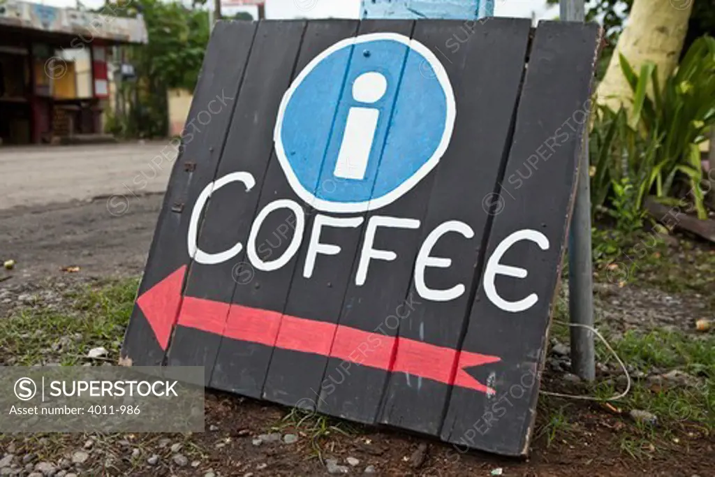 Coffee sign at roadside, Costa Rica