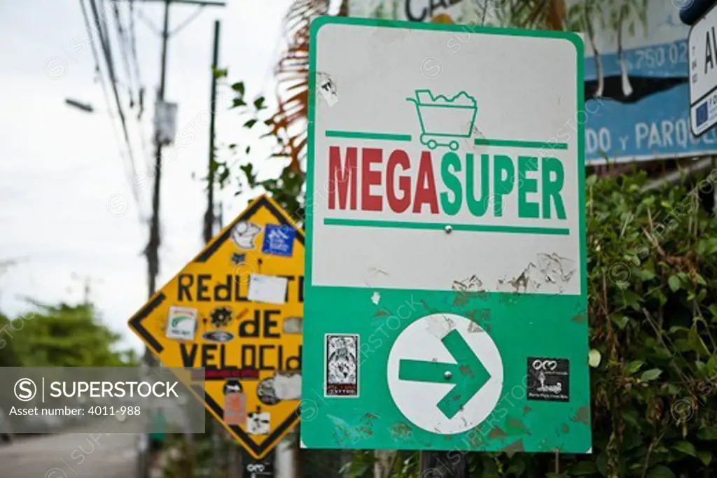 Tourist street signs, Costa Rica