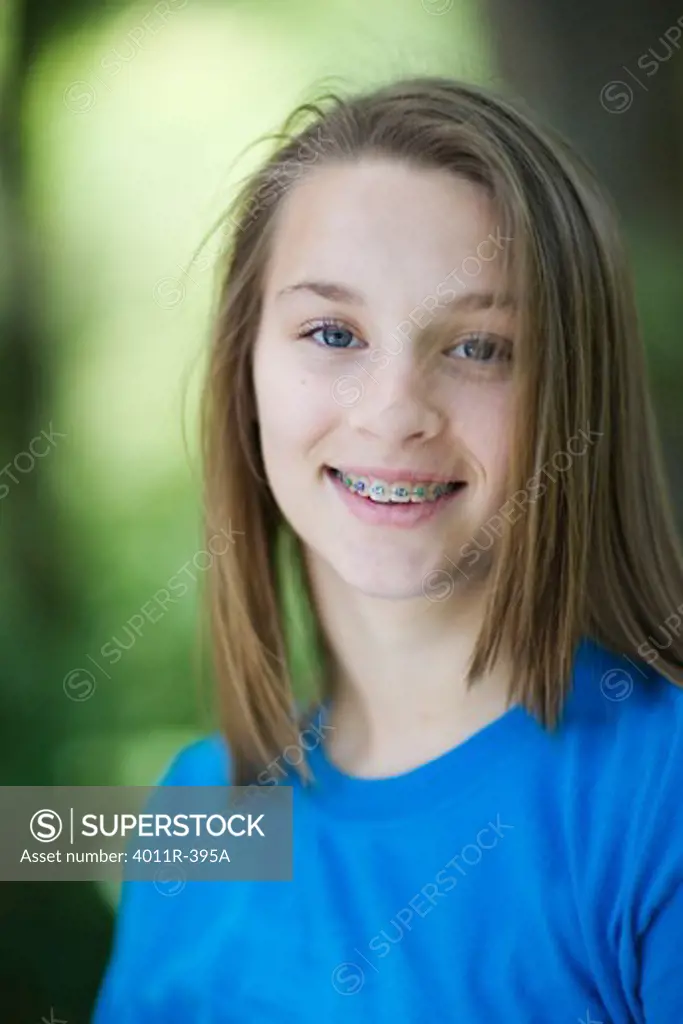 Portrait of a teenage girl smiling, Texas, USA