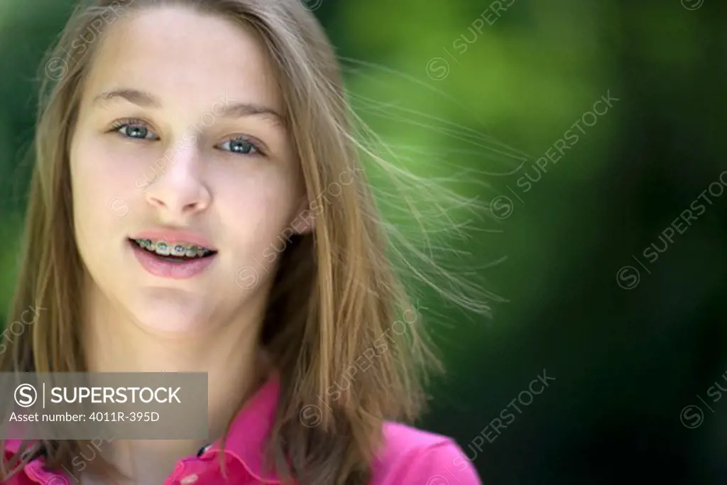 Portrait of a teenage girl smiling, Texas, USA