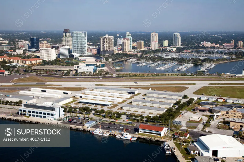 Aerial of Albert Whitted Airport, St Pete, FL