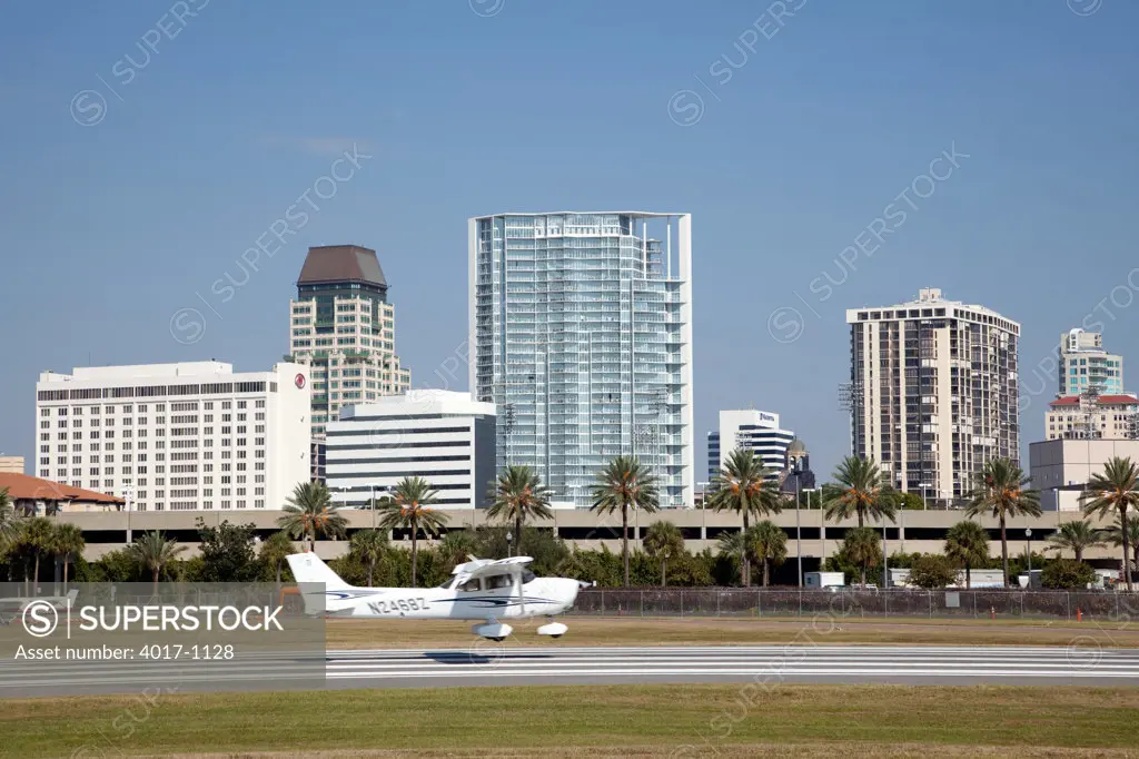 Plane taking off from Albert Whitted Airport, St Petersburg, FL