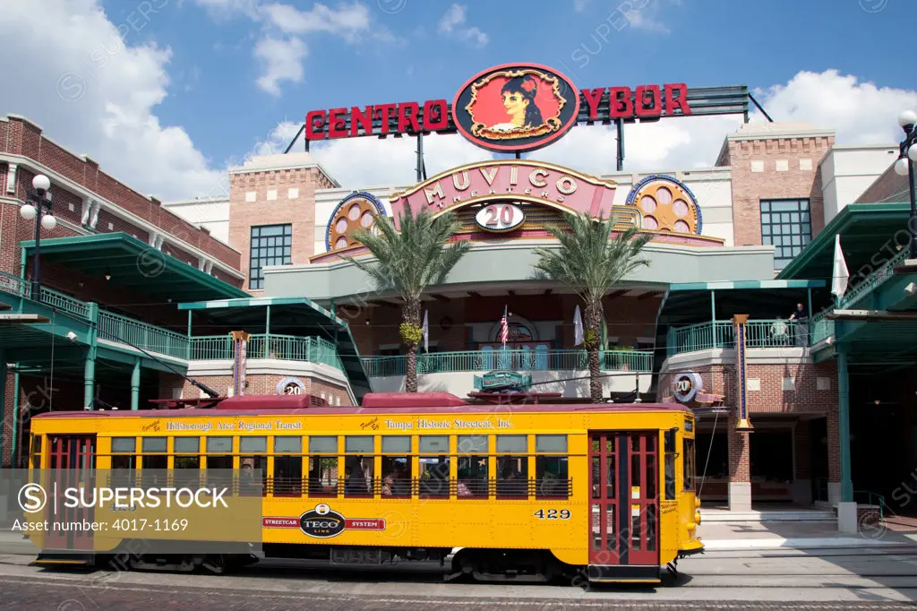 Historic Streetcar in Ybor City area of Tampa, Florida