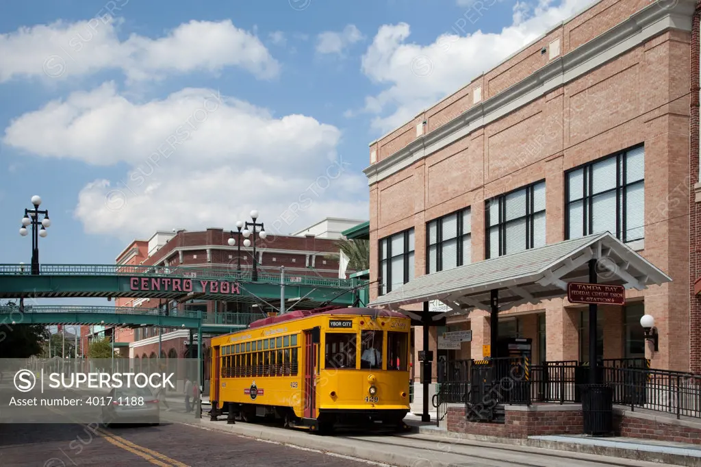 Historic Streetcar in Ybor City area of Tampa, Florida