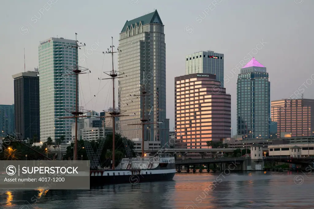Tampa Skyline with old sailboat