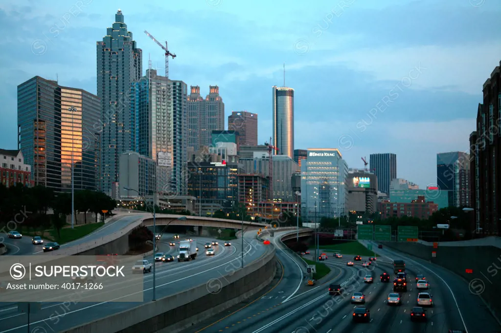 Downtown Atlanta Skyline over Freeway