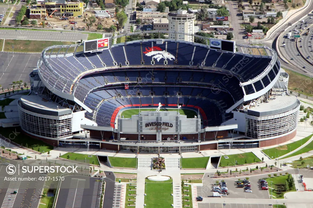 Aerial of Invesco Field at Mile High, Denver