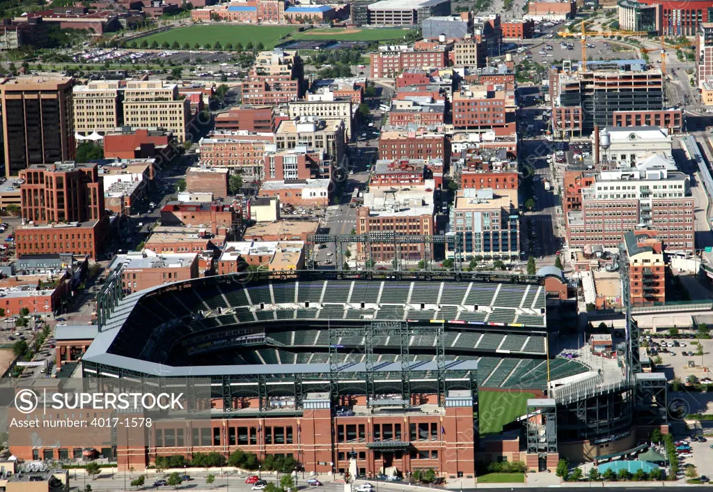 The LoDo District of Downtown Denver with Coors Field