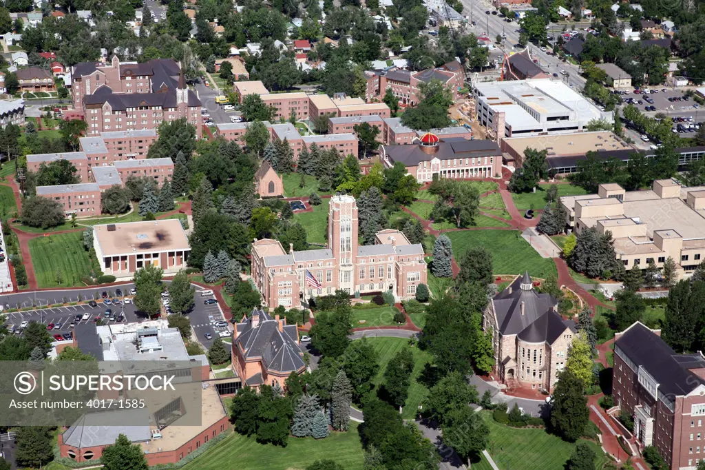 Aerial of the University of Denver campus