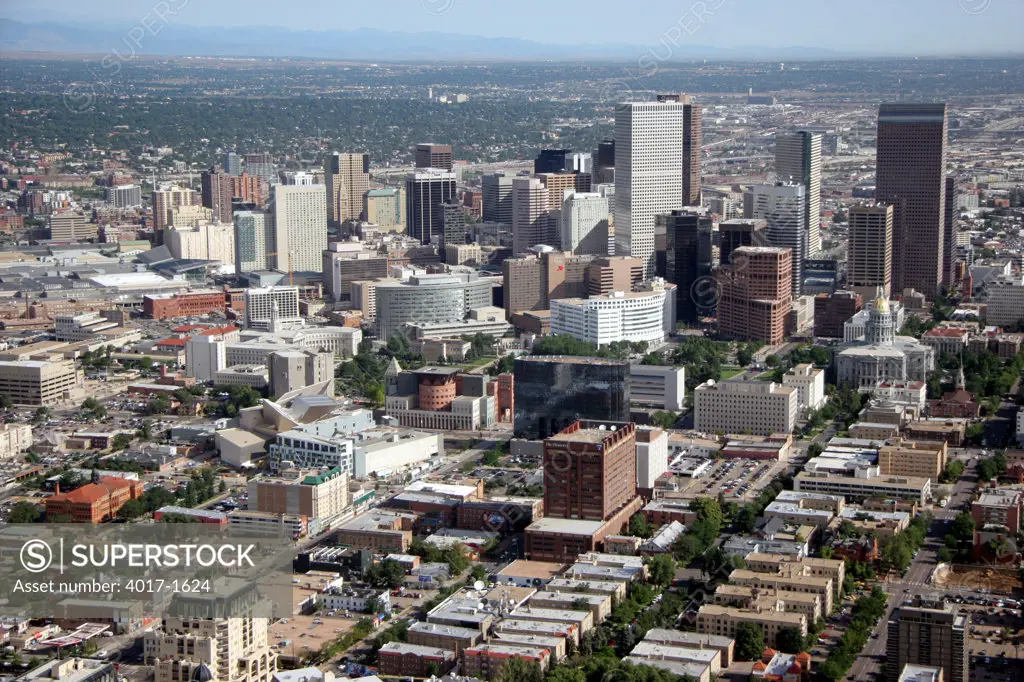 Aerial of the Civic Center District in Downtown Denver