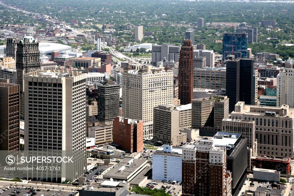 Downtown Aerial of Detroit, MI