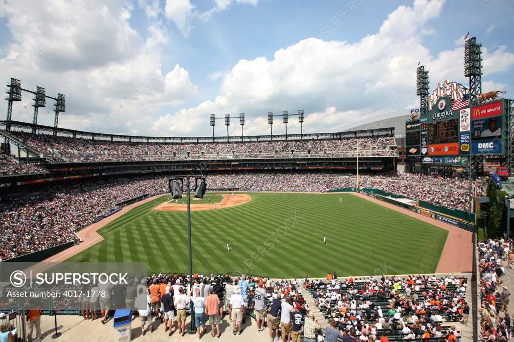 Inside Comerica Park, Detroit when a game is being played