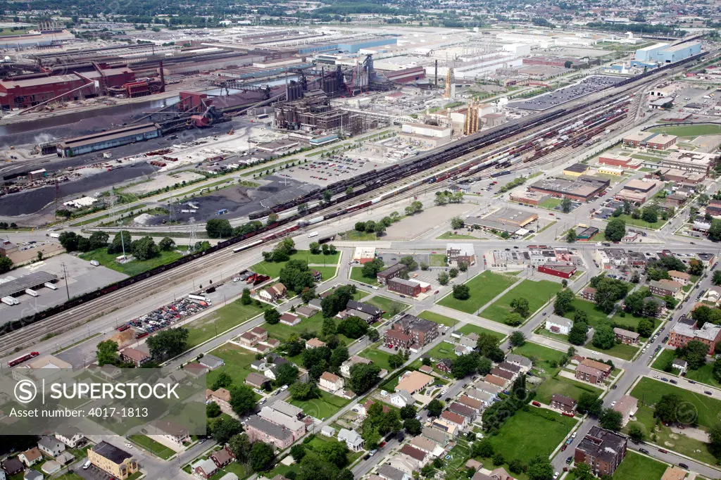 Aerial of the  The Rouge industrial district in Dearborn, Michigan
