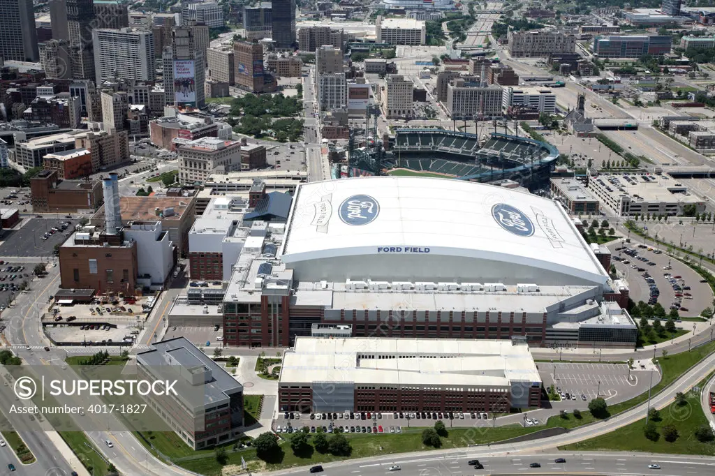 Ford Field in Downtown Detroit, MI Aerial